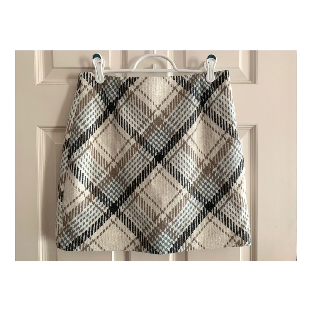 Short, Plaid, Wool-Blend Skirt